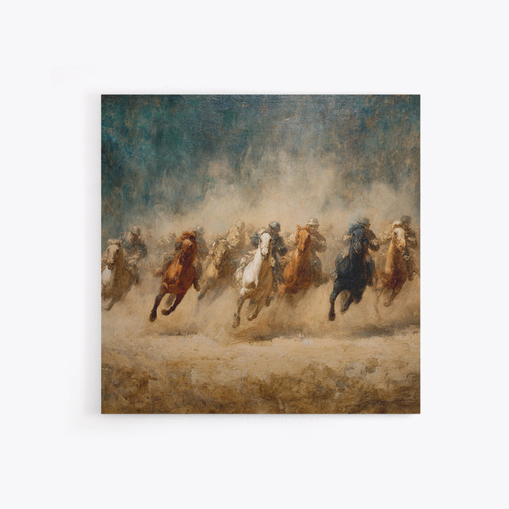 Galloping Horses Through Desert Dust Canvas Print, Equestrian Wall Art, Western Horse Painting, Rustic Living Room Decor