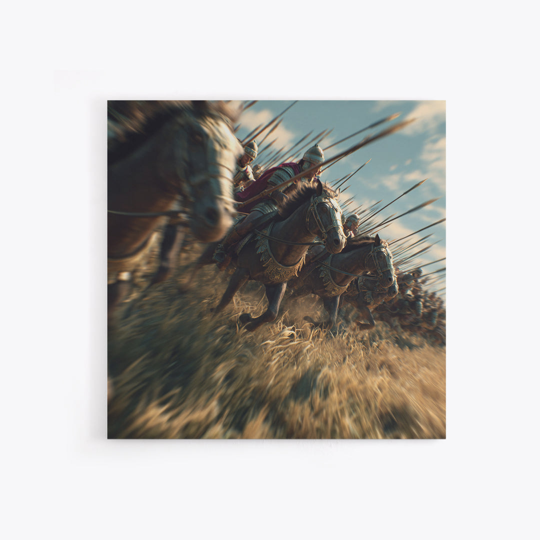 Ancient Cavalry Charge Wall Art, Horse Battle Canvas Print, Roman History Decor, Equestrian Art, Masculine Decor Gift For Him