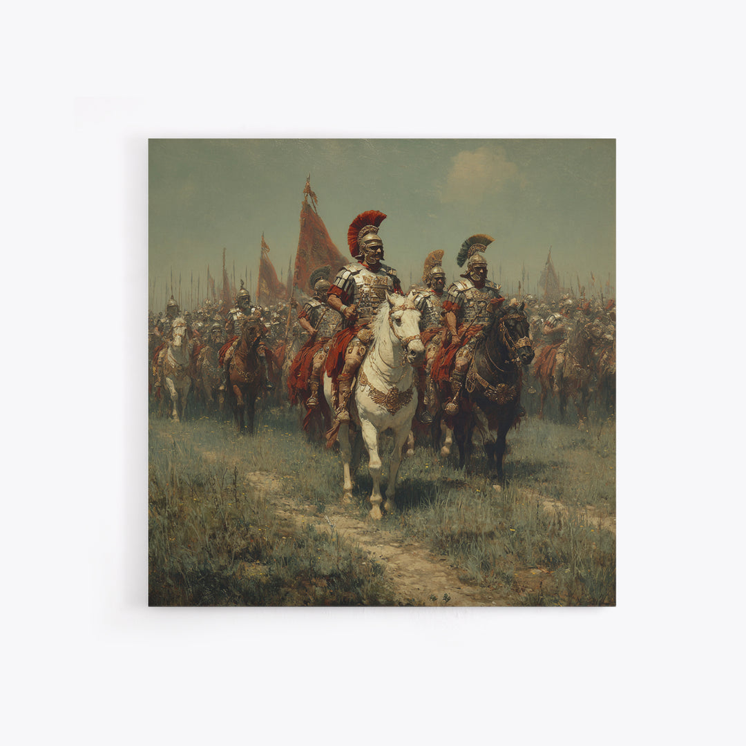 Roman Cavalry Legion Marching Across Field Framed Canvas Print, Historical Wall Art, Equestrian Art, Large Wall Decor, Living Room Art