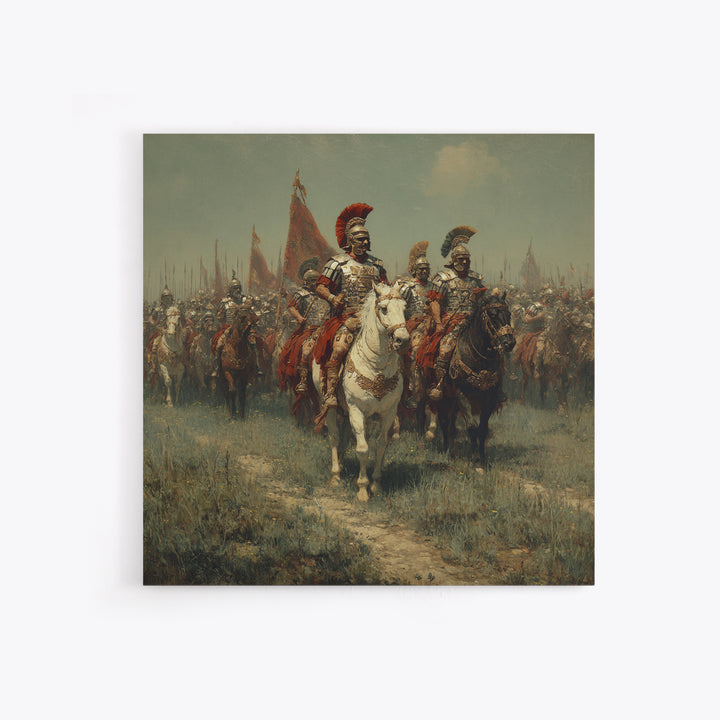 Roman Cavalry Legion Marching Across Field Framed Canvas Print, Historical Wall Art, Equestrian Art, Large Wall Decor, Living Room Art