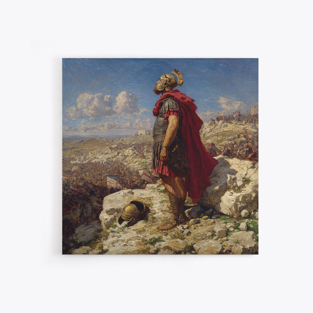 Roman General Overlooking Ancient Battlefield Wall Art, Classical Oil Painting Print, Historical Decor, Living Room Art, Gift For Him
