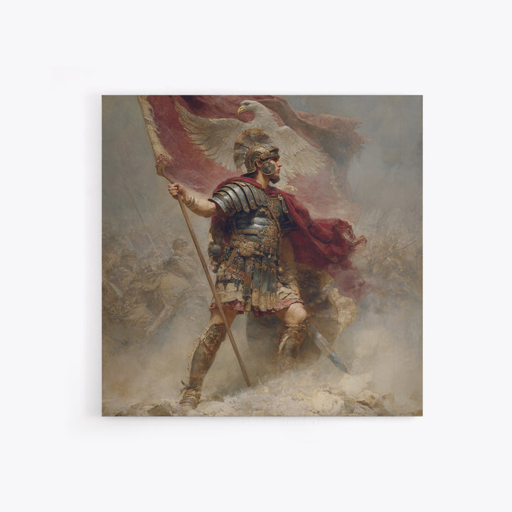 Roman Standard Bearer With Eagle Flag, Classical Battle Canvas Print, Historical Wall Art, Ancient Rome Decor, Gift For Him
