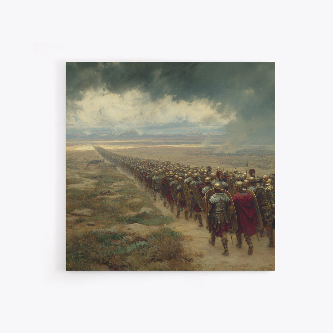 Roman Legion Marching Across Desert Wall Art, Ancient Military Painting Print, Historical Landscape Art, Living Room Office Decor