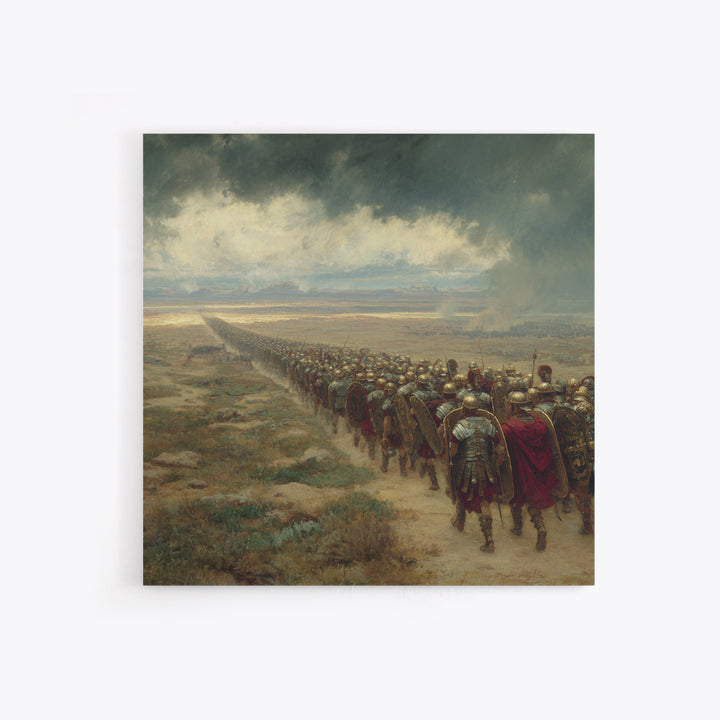 Roman Legion Marching Across Desert Wall Art, Ancient Military Painting Print, Historical Landscape Art, Living Room Office Decor