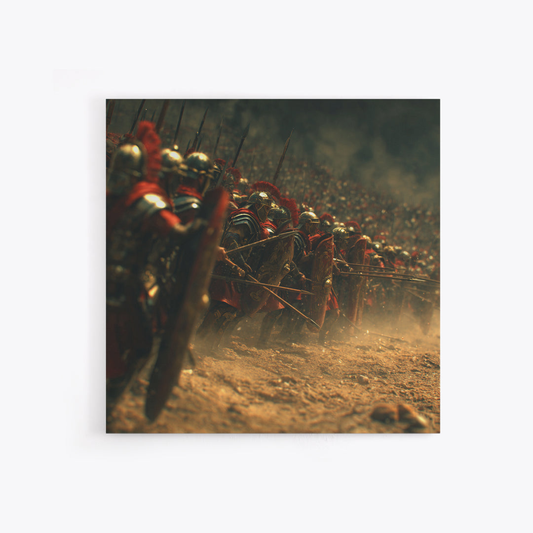 Roman Legion Soldiers In Battle Formation Wall Art, Ancient Warrior Print, Historical Canvas Art, Masculine Office Decor
