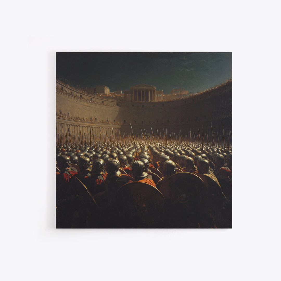 Ancient Army In Colosseum Wall Art, Roman Legion Oil Painting, Historical Battle Scene, Dark Academia Decor, Gift For Him
