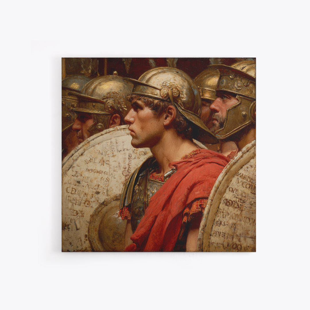 Roman Legion Soldiers With Shields Framed Canvas Print, Classical Warrior Portrait, Ancient Rome Wall Art, History Gift For Him