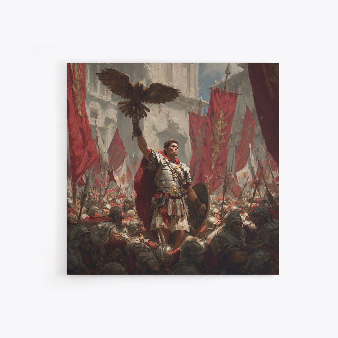 Roman Eagle Standard Bearer Wall Art, Classical Battle Canvas Print, Ancient Rome Decor, Historical Art, Gift For Him, Fine Art