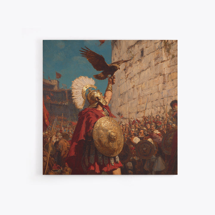 Triumphant Roman Commander With Eagle Wall Art, Ancient Battle Painting, Historical Canvas Decor, Statement Living Room Art