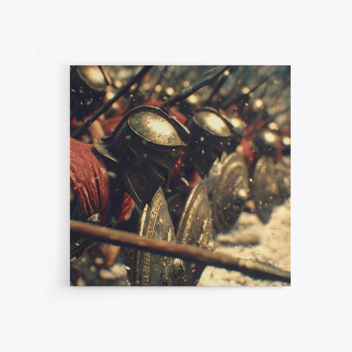 Spartan Phalanx With Bronze Helmets Wall Art, Ancient Greek Canvas Print, Warrior Battle Decor, Historical Gift For Him, Office Decor