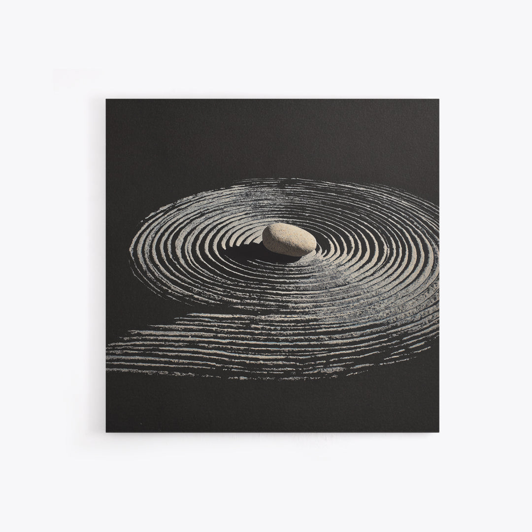 Minimalist Zen Rock And Sand Circle Wall Art, Japanese Zen Decor, Calming Neutral Abstract Art Print, Modern Office Wall Art