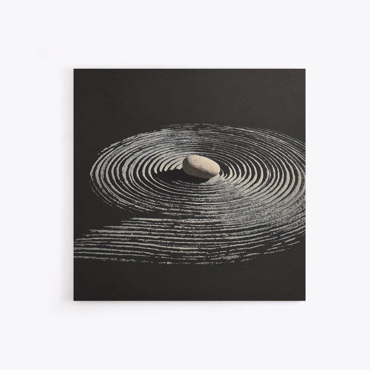 Minimalist Zen Rock And Sand Circle Wall Art, Japanese Zen Decor, Calming Neutral Abstract Art Print, Modern Office Wall Art