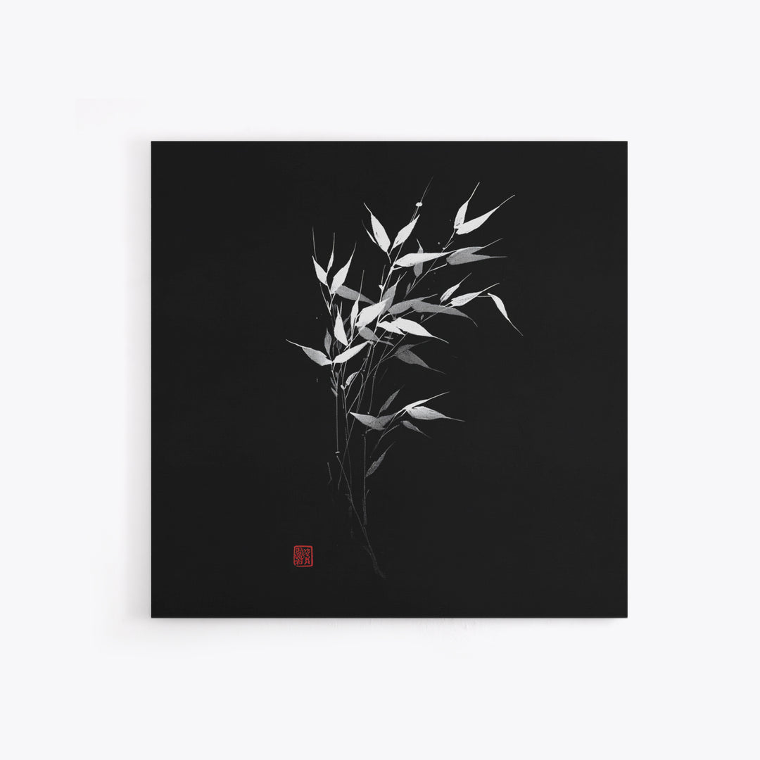 Minimalist Bamboo Leaves Black And White Japanese Wall Art Zen Nature Painting Modern Decor Living Room Wall Art Framed Canvas