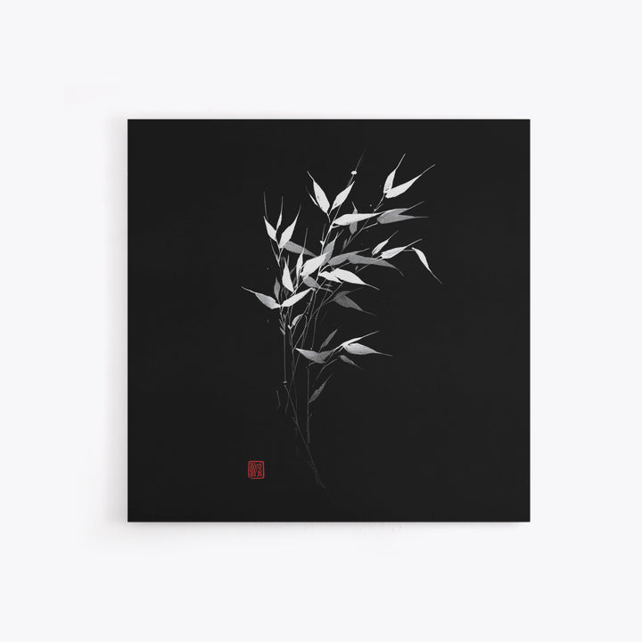 Minimalist Bamboo Leaves Black And White Japanese Wall Art Zen Nature Painting Modern Decor Living Room Wall Art Framed Canvas
