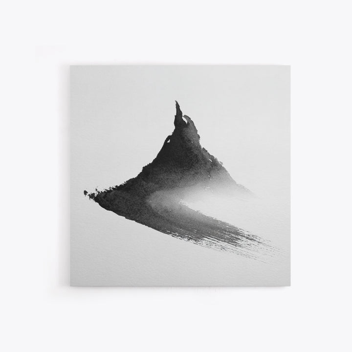 Minimalist Ink Mountain Brushstroke Wall Art, Black And White Abstract Canvas Print For Japandi Modern Home Decor