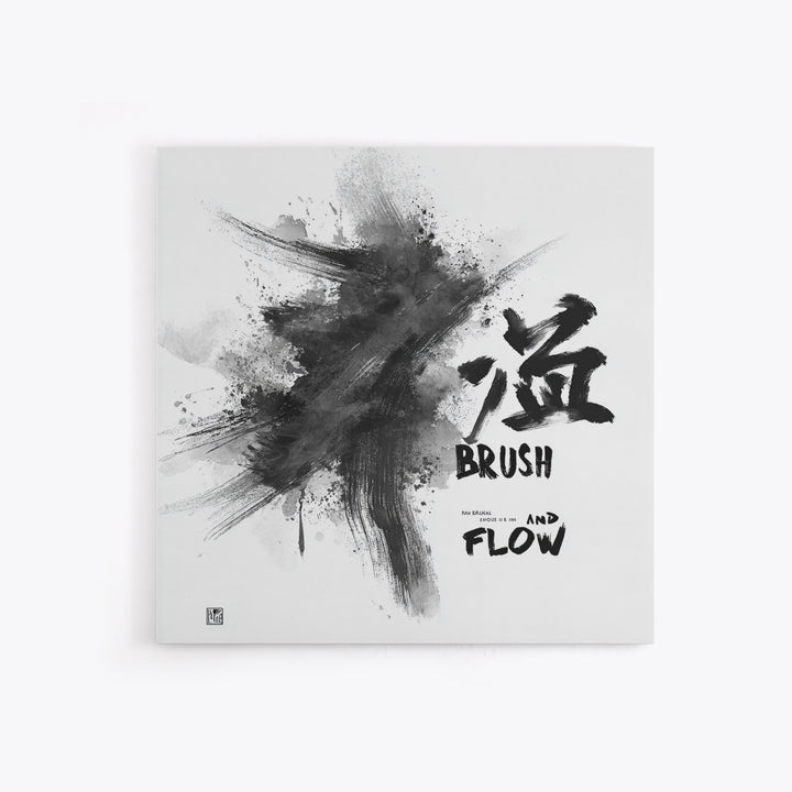Bold Ink Brush Calligraphy Wall Art, Black And White Abstract Painting Print, Modern Japanese Wall Decor For Office Or Home