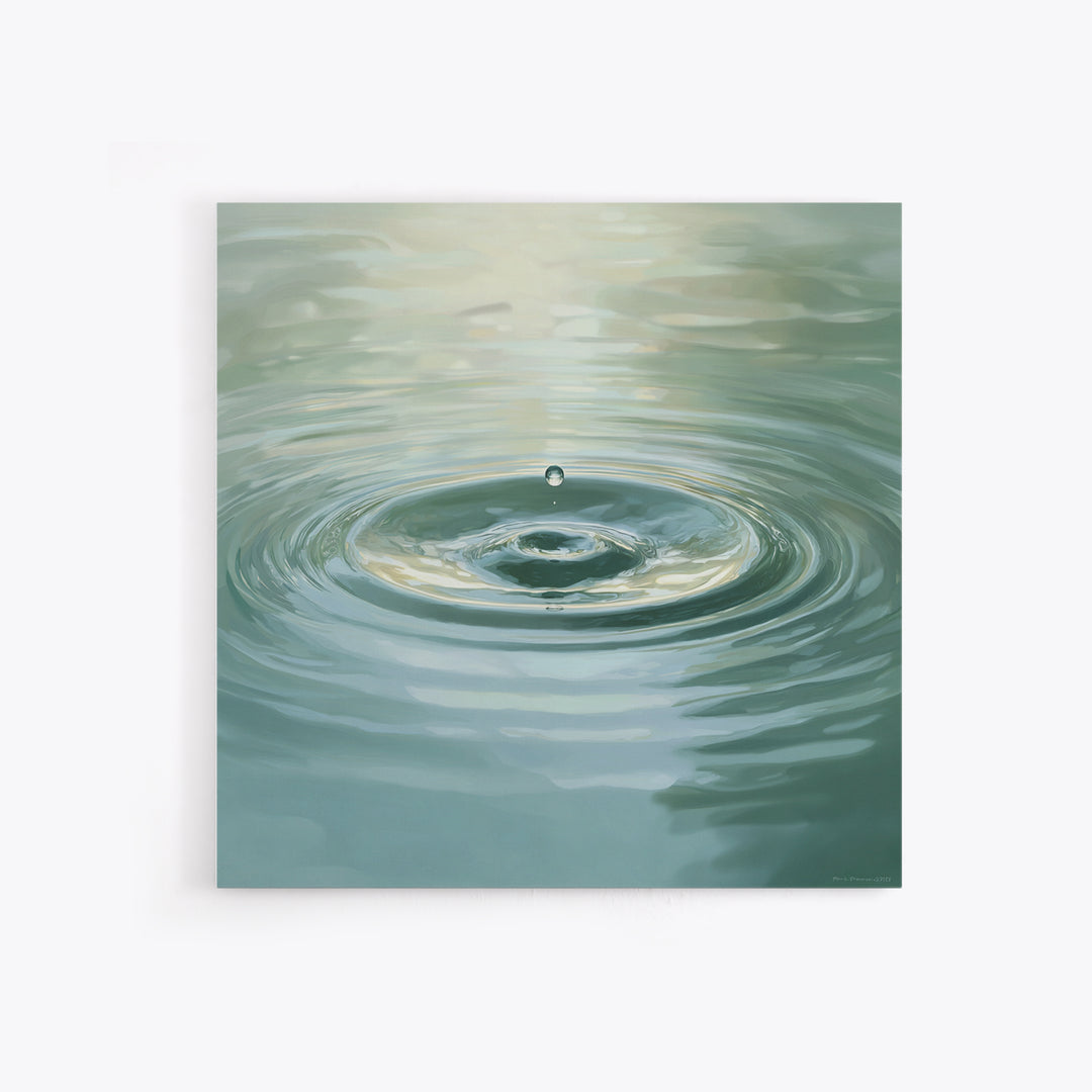 Soothing Water Ripple With Falling Droplet Wall Art, Minimalist Zen Landscape Canvas Print For Calming Modern Decor