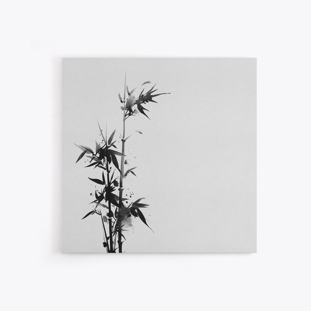 Minimalist Ink Bamboo Wall Art, Black And White Japanese Painting Canvas Print, Modern Zen Home Decor