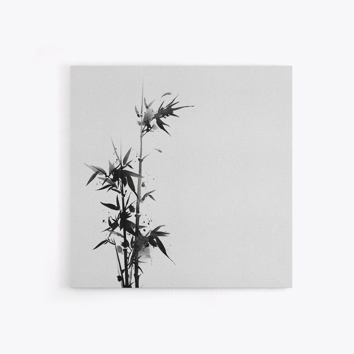 Minimalist Ink Bamboo Wall Art, Black And White Japanese Painting Canvas Print, Modern Zen Home Decor