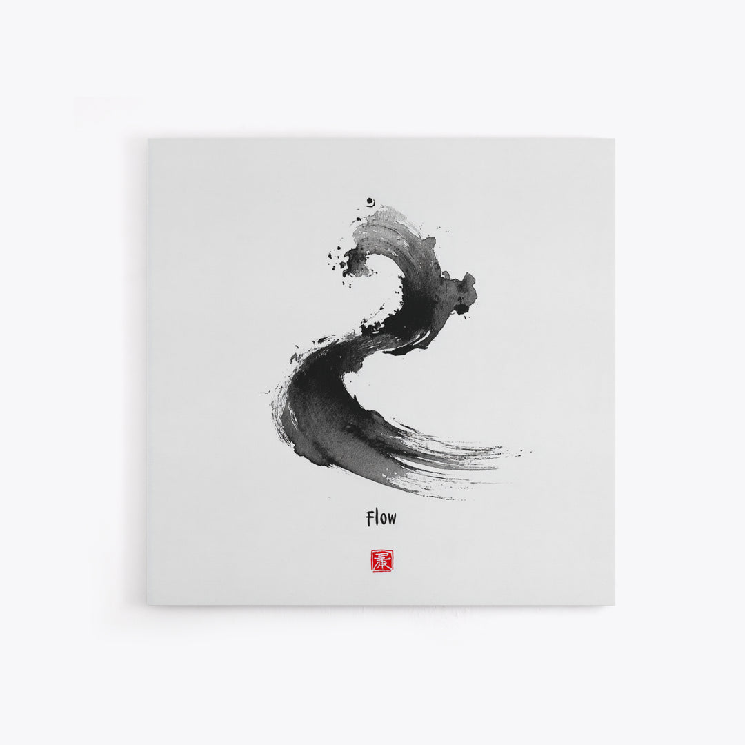 Minimalist Black Ink Flow Brushstroke Abstract Wall Art Contemporary Art Canvas Print For Modern Home Decor