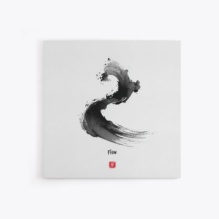 Minimalist Black Ink Flow Brushstroke Abstract Wall Art Contemporary Art Canvas Print For Modern Home Decor
