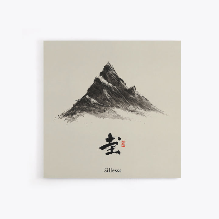 Minimal Ink Mountain Landscape Wall Art, Japanese Inspired Black And White Print, Calm Zen Home Decor Canvas Print