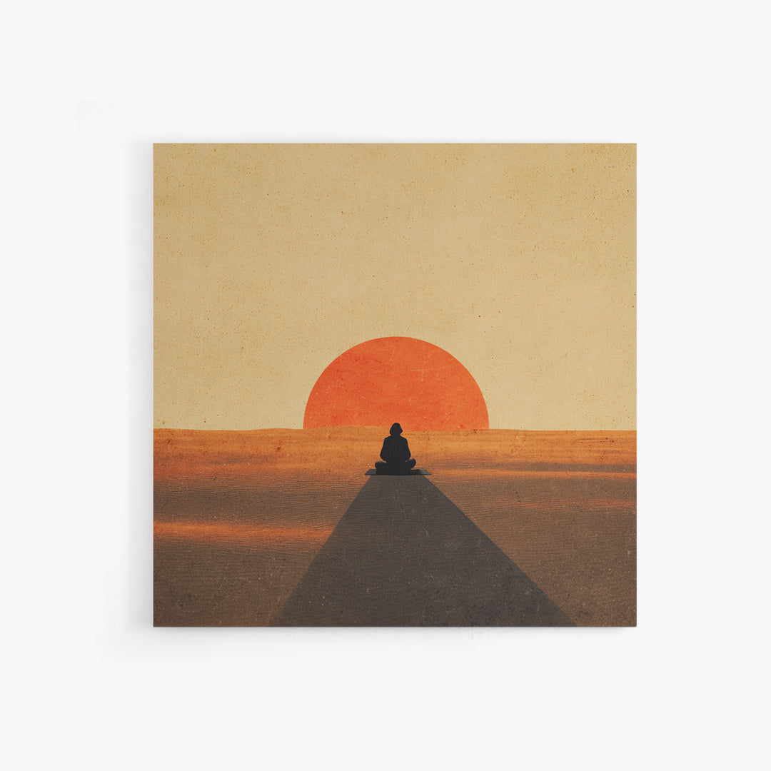 Minimalist Desert Sunset Figure Wall Art Modern Boho Print Neutral Earth Tone Decor Bedroom Wall Art