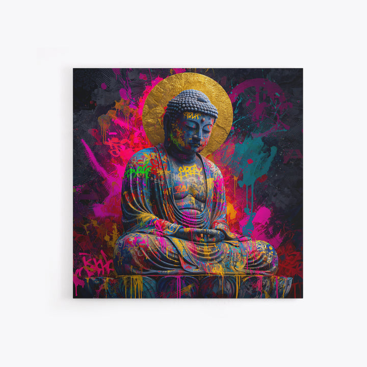 Colorful Graffiti Buddha Wall Art Canvas Print Modern Street Art Spiritual Zen Decor Meditation Room Art
