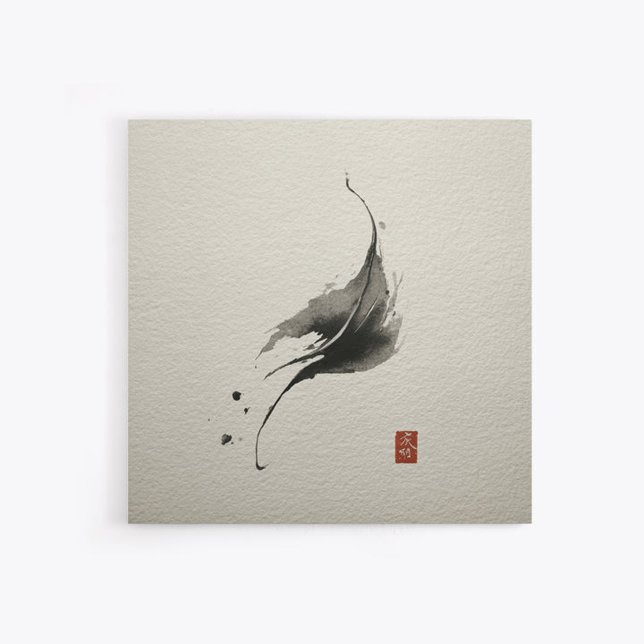 Minimalist Ink Brushstroke Wall Art Print, Japanese Zen Abstract, Black And White Art, Modern Japandi Home Decor