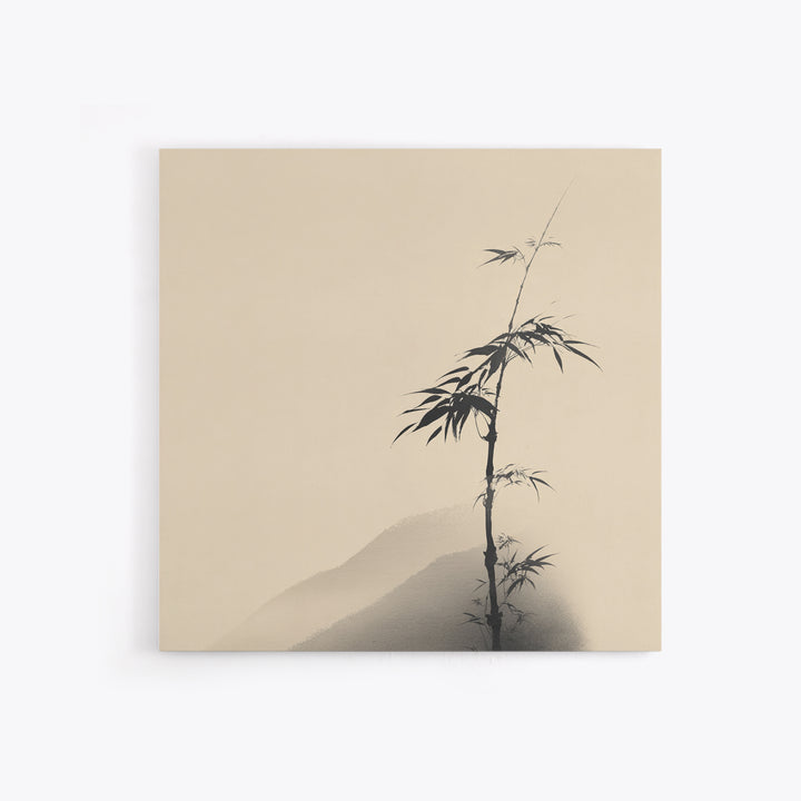 Minimal Japanese Bamboo Ink Painting Wall Art, Neutral Zen Japandi Canvas Print, Calming Nature Home Decor