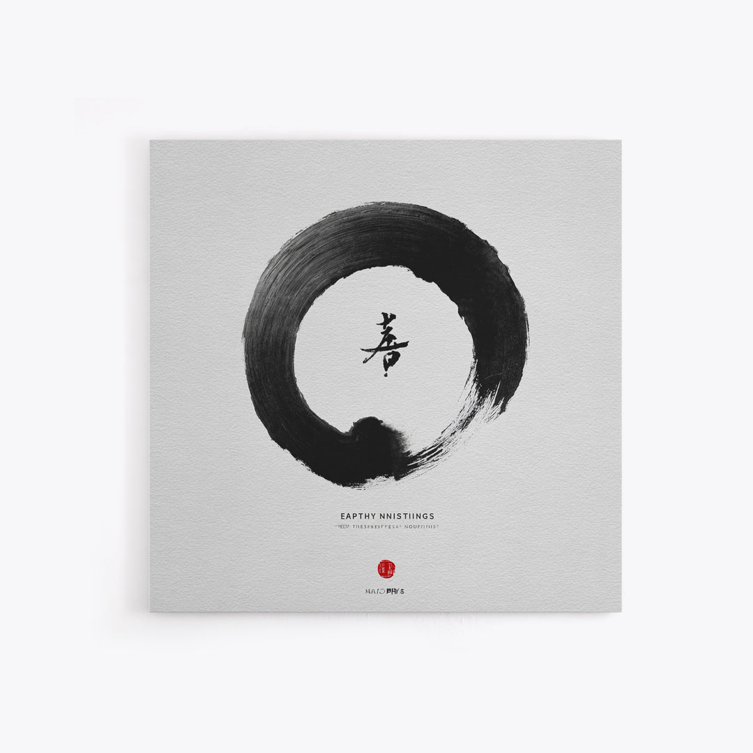 Zen Enso Circle Japanese Calligraphy Wall Art Print, Minimalist Black And White Meditation Decor For Modern Home