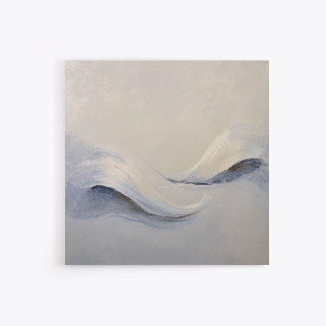 Neutral Abstract Wave Texture Wall Art, Minimalist Beige Painting Framed Canvas Print, Modern Living Room Decor