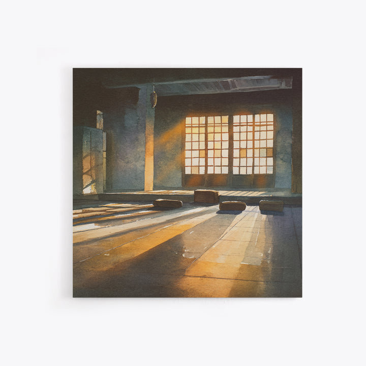 Sunlit Japanese Interior Wall Art, Warm Minimalist Room Print, Serene Zen Home Decor, Calming Light Wall Art