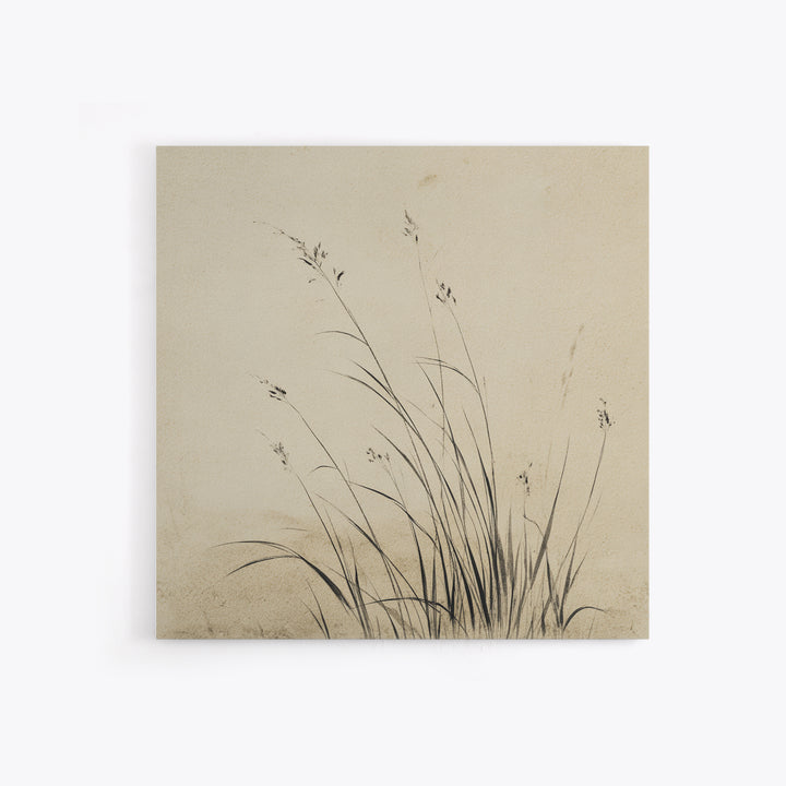 Delicate Black And White Minimalist Floral Wall Art With Grass Stalks Canvas Print Perfect For Modern Home Decor And Living Room Wall