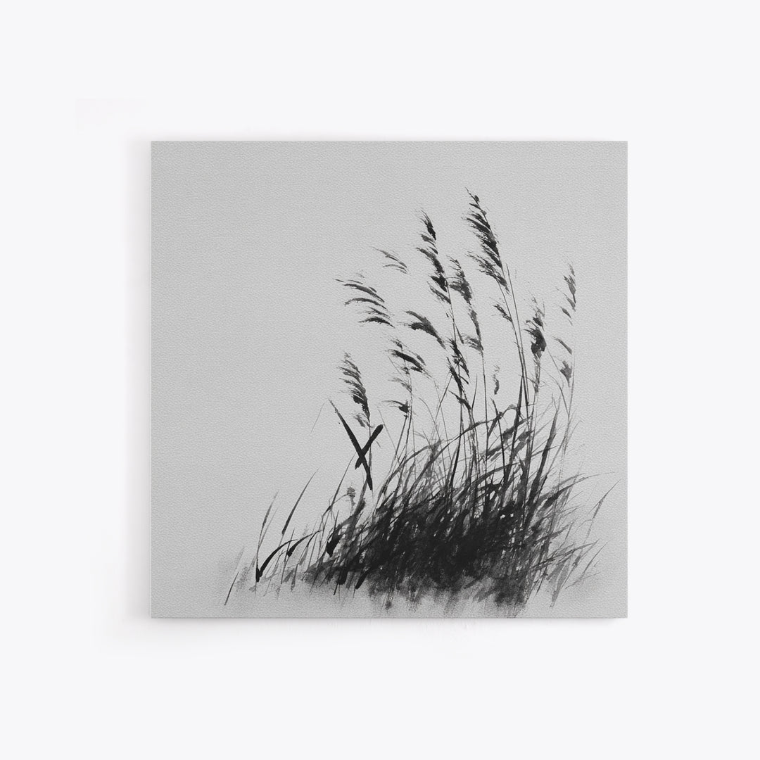 Minimalist Ink Grass Wall Art, Black And White Japanese Style Painting, Modern Minimal Wall Decor Fine Art Print