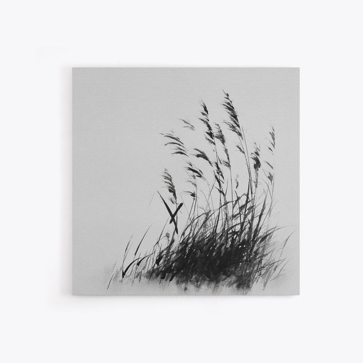 Minimalist Ink Grass Wall Art, Black And White Japanese Style Painting, Modern Minimal Wall Decor Fine Art Print