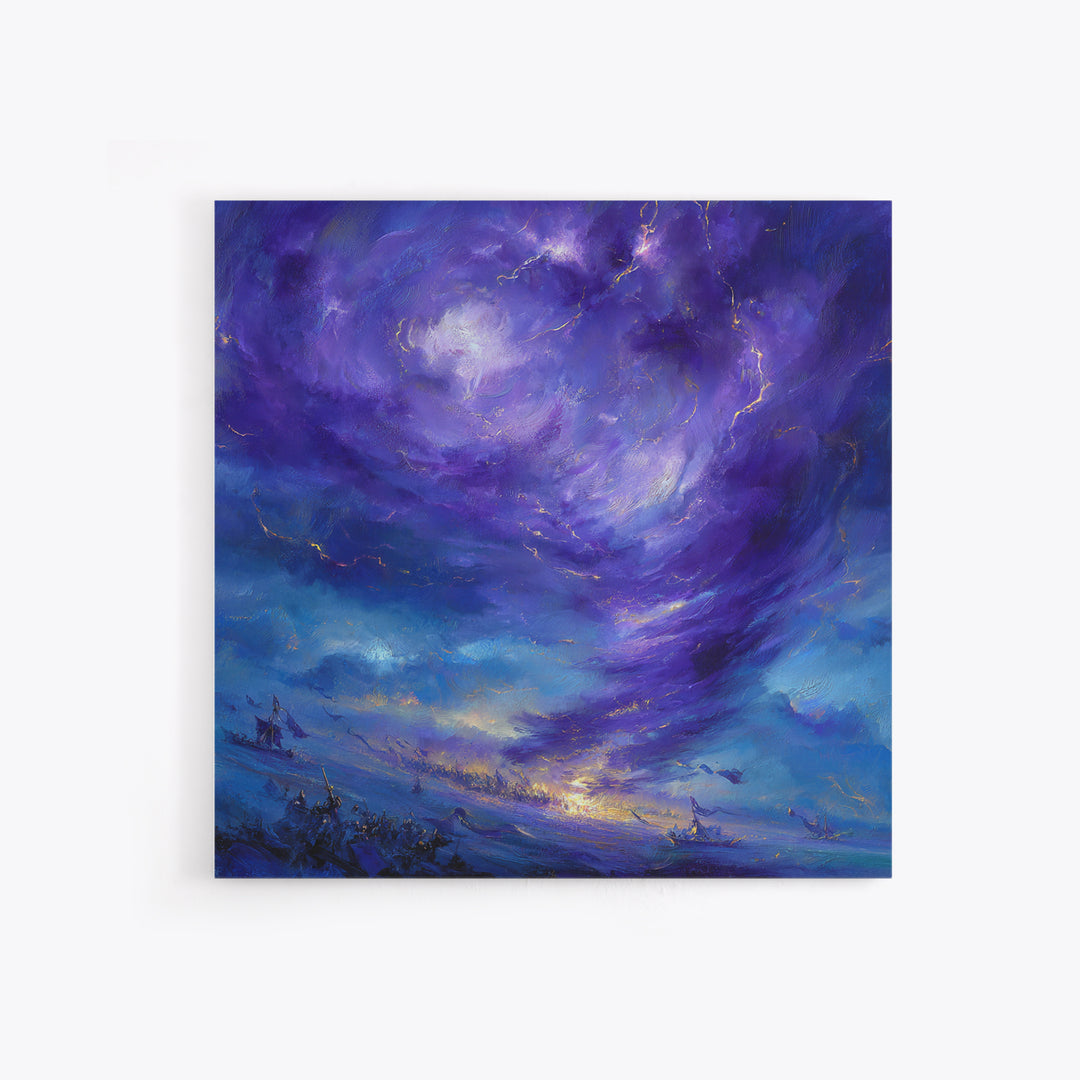 Purple Storm Vortex Wall Art, Abstract Fantasy Seascape Canvas Print, Moody Ocean Decor, Dramatic Wizard Battle Gift For Home Decor