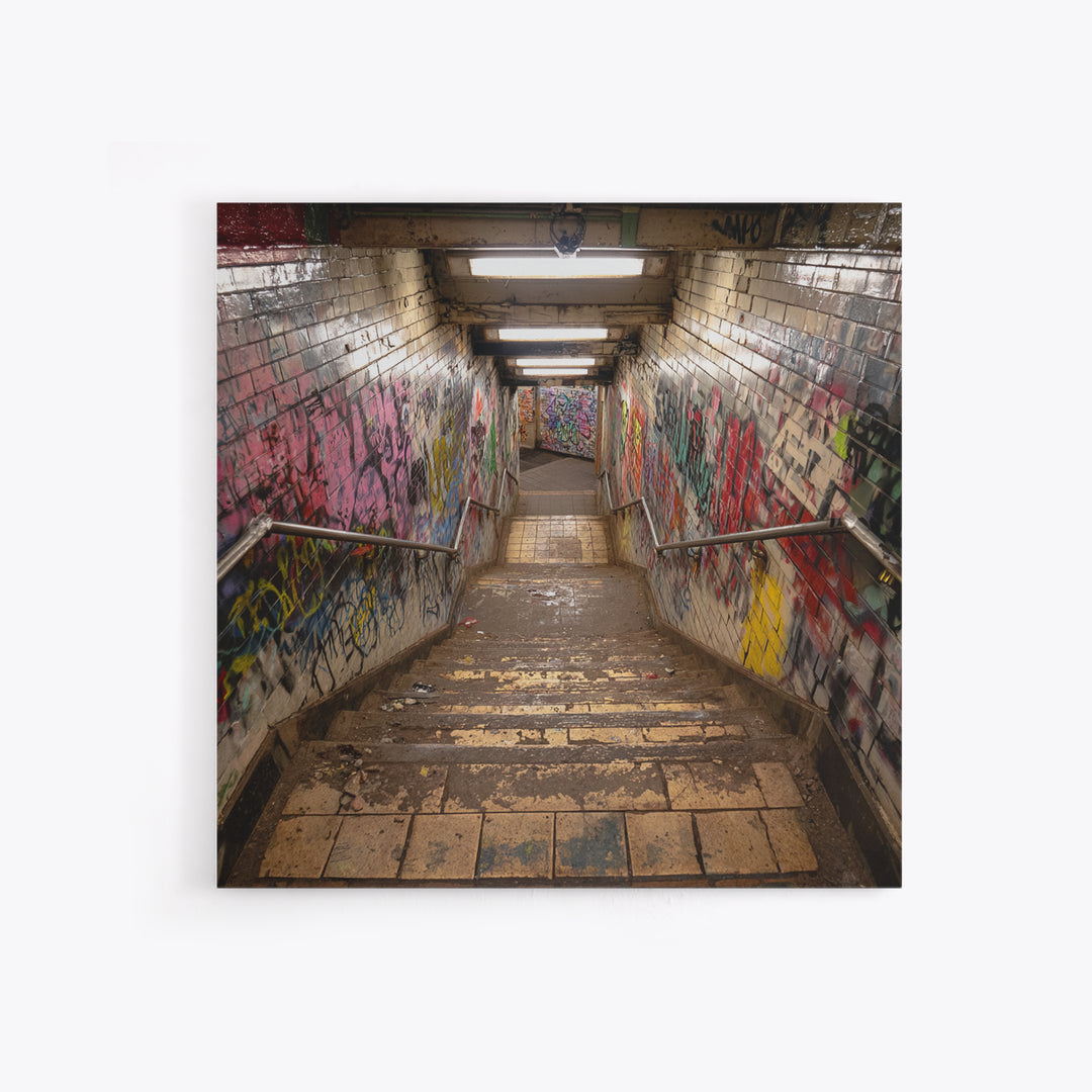 Graffiti Subway Stairwell Wall Art, Urban Photography Print, Industrial Wall Decor, Street Art, Office Decor Gift, Contemporary Art