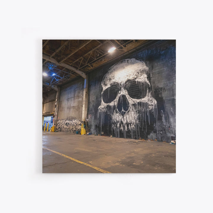 Giant Skull Mural Wall Art, Black And White Graffiti Canvas Print, Gothic Decor, Industrial Loft Poster, Edgy Wall Decor