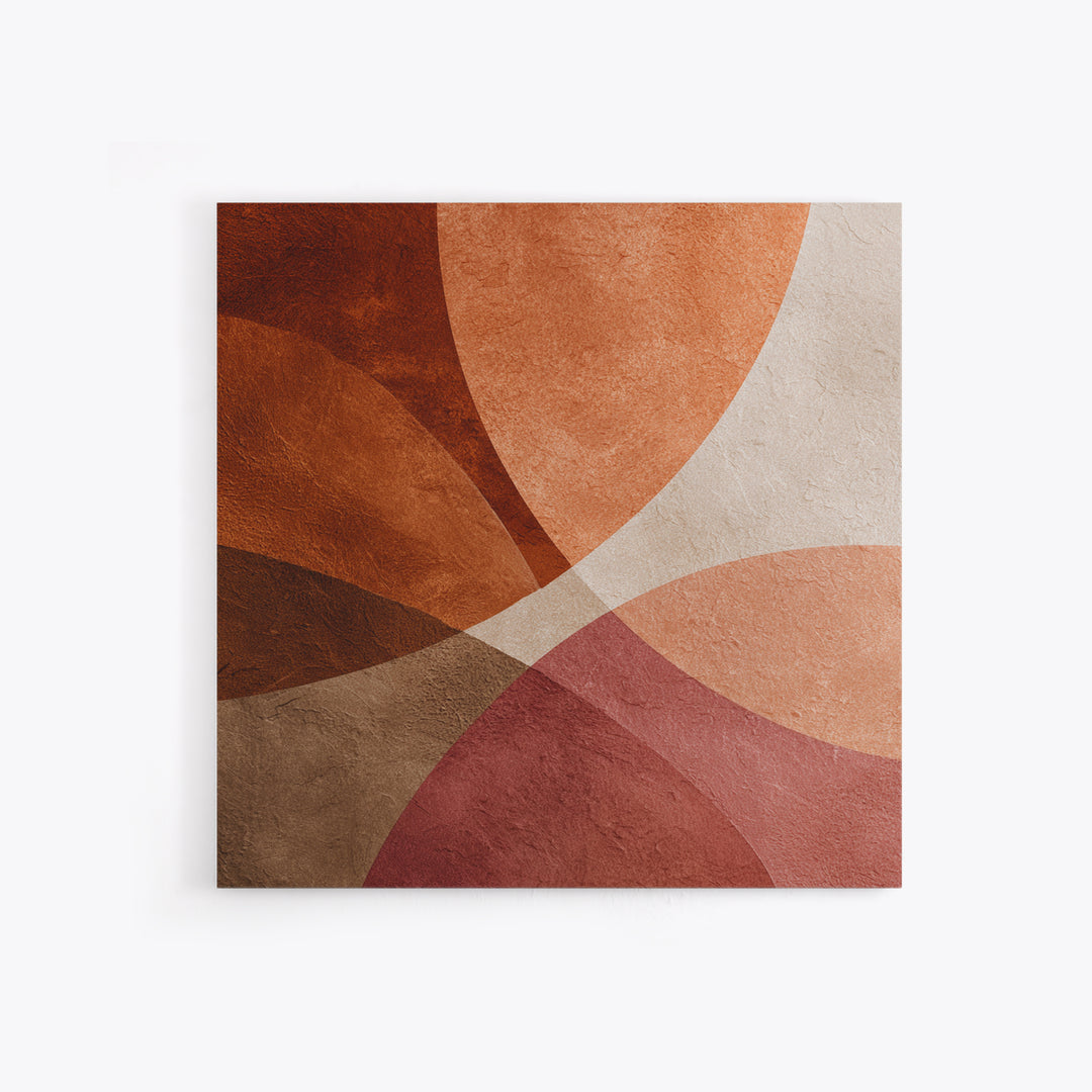 Rust Red Overlapping Shapes Canvas Print, Abstract Wall Art For Mid Century Modern Decor, Earth Tone Home Decor, And Office Decor
