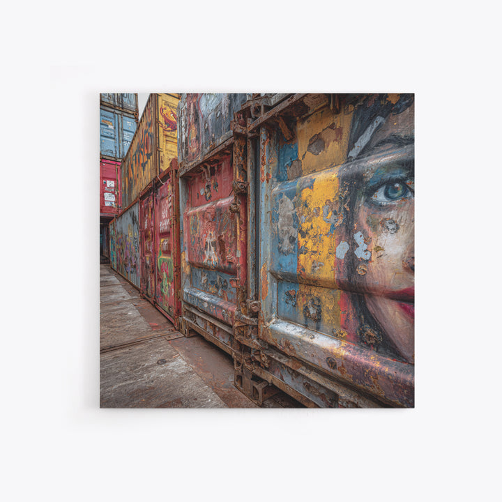 Graffiti Shipping Container Wall Art, Urban Street Art Canvas Print, Industrial Decor, Colorful City Mural, Office Art Print
