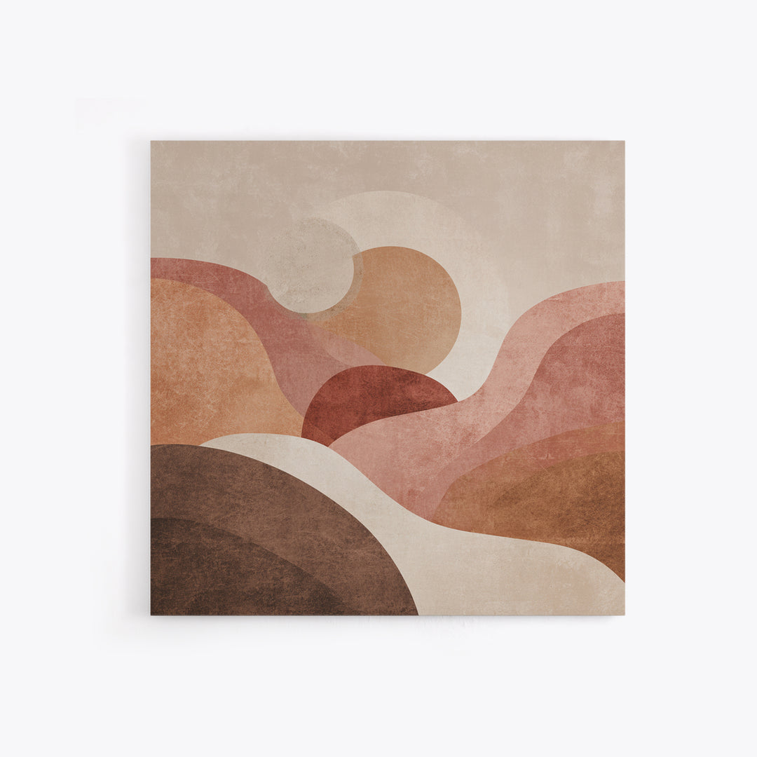 Blush Terracotta Abstract Landscape Wall Art, Minimalist Canvas Print For Neutral Living Room Decor And Modern Bedroom Decor