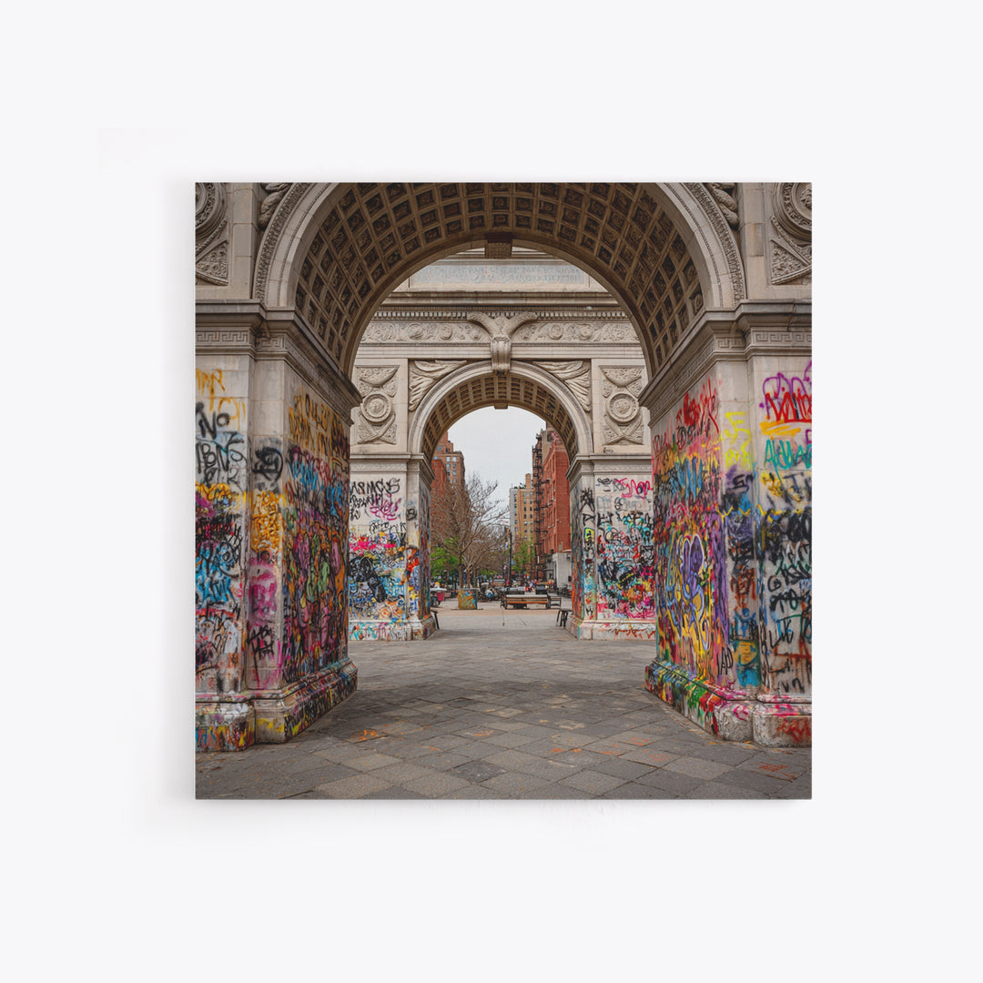 Graffiti Covered Washington Square Arch Wall Art, New York City Urban Photography Print For Modern Apartment Wall Decor Gift