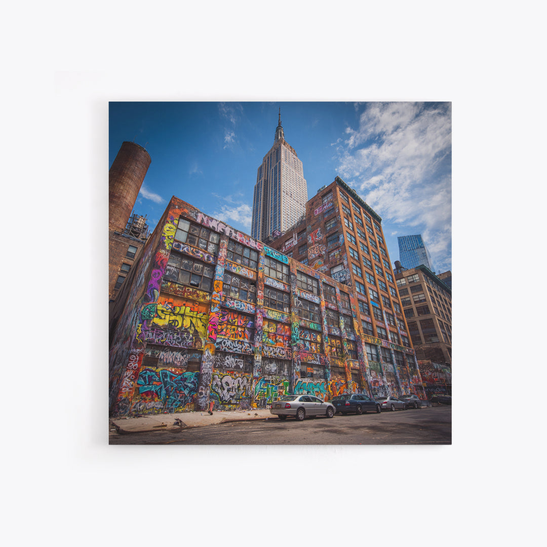 Empire State Graffiti Building Wall Art, NYC Urban Canvas Print, Street Art Decor, New York City Office Wall Decor Gift For Him