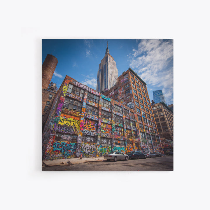 Empire State Graffiti Building Wall Art, NYC Urban Canvas Print, Street Art Decor, New York City Office Wall Decor Gift For Him
