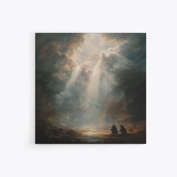 Radiant Angel Emerging From Storm Clouds Framed Canvas Print, Spiritual Wall Art, Religious Home Decor, Prayer Room Gift