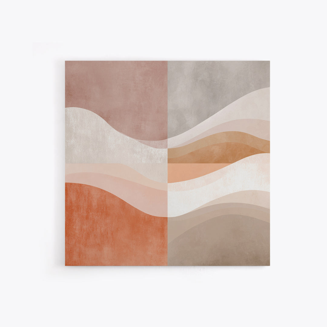 Terracotta Abstract Waves Wall Art, Neutral Beige Canvas Print, Modern Boho Decor, Earth Tone Living Room Wall Art Print