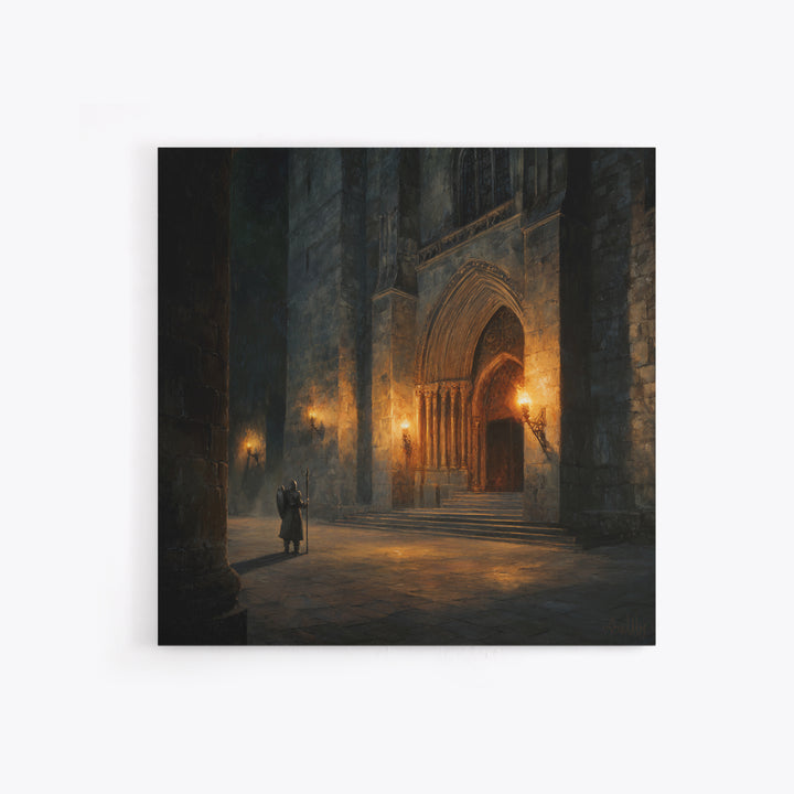 Gothic Cathedral Doorway Wall Art, Dark Medieval Architecture Canvas Print, Moody Wall Decor, Dark Academia, Fine Art Print