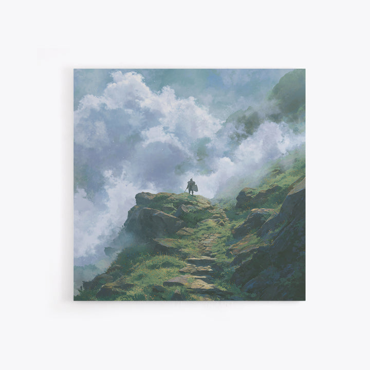 Misty Mountain Path Above The Clouds Wall Art, Fantasy Landscape Canvas Print, Adventure Decor, Nature Poster Gift For Hikers