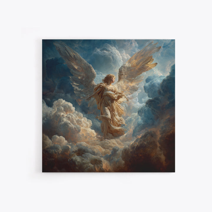 Heavenly Angel In Storm Clouds Wall Art, Dramatic Celestial Fine Art Print, Christian Decor, Spiritual Gift For Her, Large Canvas Print